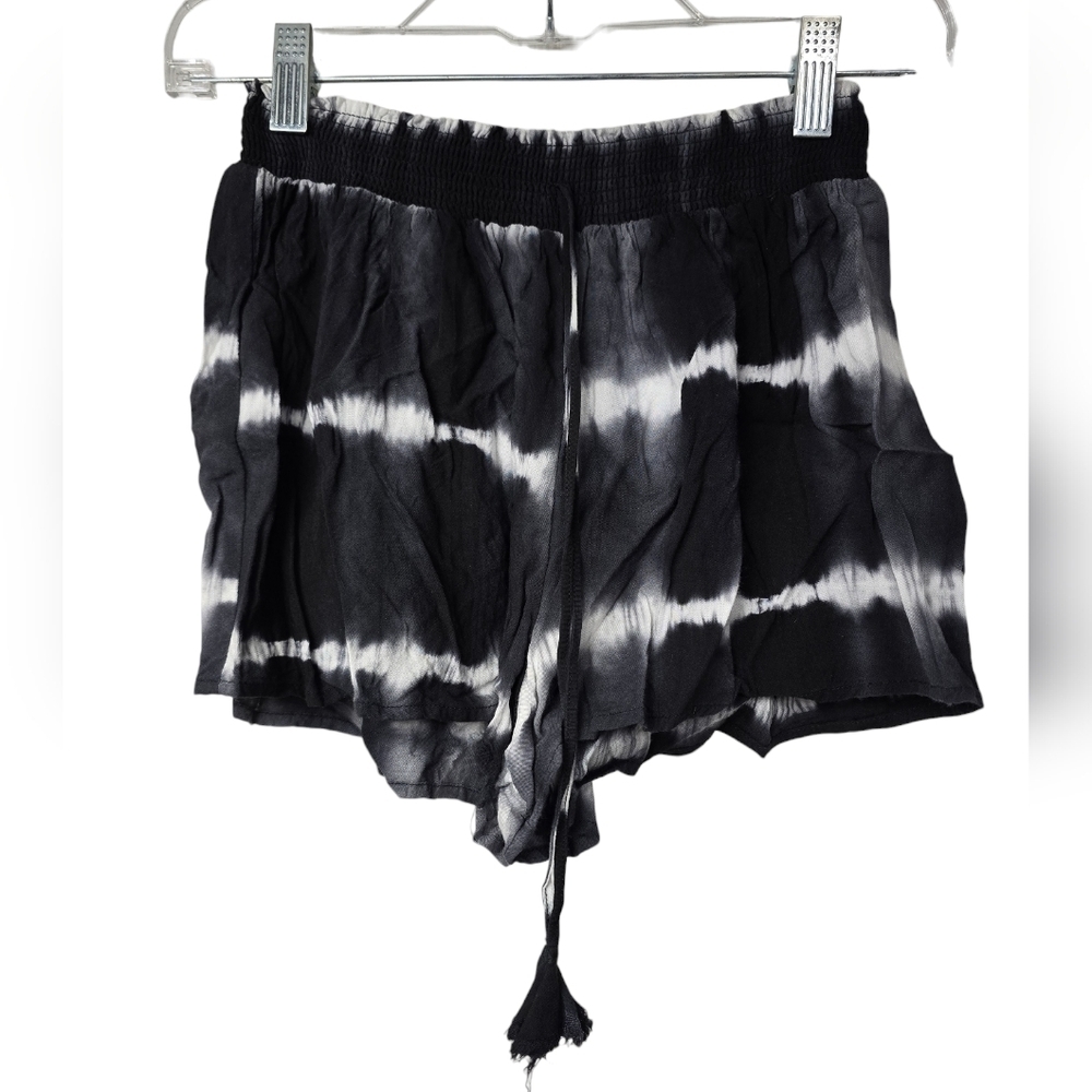 Lovestitch Black White Tie Dye Rayon Stretch Shorts M